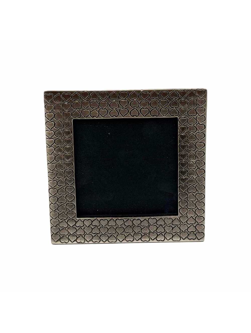 Vintage Furio Decorative Heart Pattern Metal Picture Frame – 3x3-Inch Photo